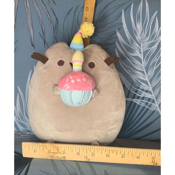 2 PUSHEEN GUND Plush Rainbow UNICORN & BIRTHDAY CAT stuffed animal LOT - Picture 2 of 11